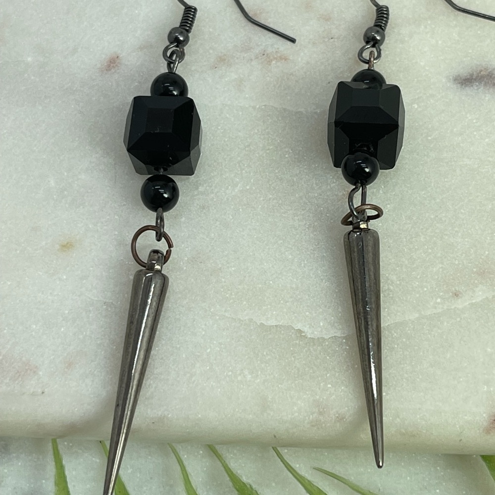 Goth Earrings, Spike Earrings, Gunmetal, Gothic